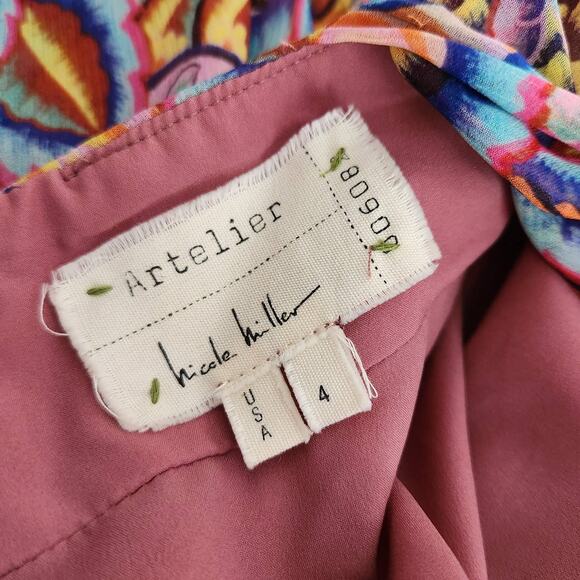 Nicole Miller Silk Halter Open Back Hi Low Dress - Picture 2 of 7